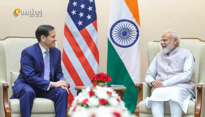 PM Modi Meets Marco Rubio | Trump Invites PM Modi to White House प्रधानमंत्री नरेंद्र मोदी से मुलाकात करते अमेरिकी विदेश मंत्री मार्को रुबियो