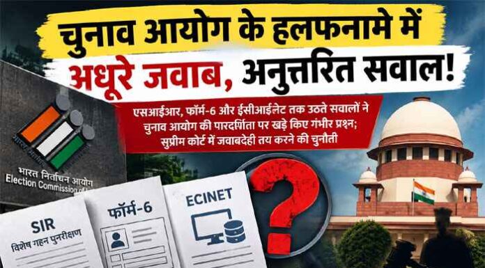 SIR पर घिरा चुनाव आयोग, हलफनामे में दिया आधा-अधूरा जवाब